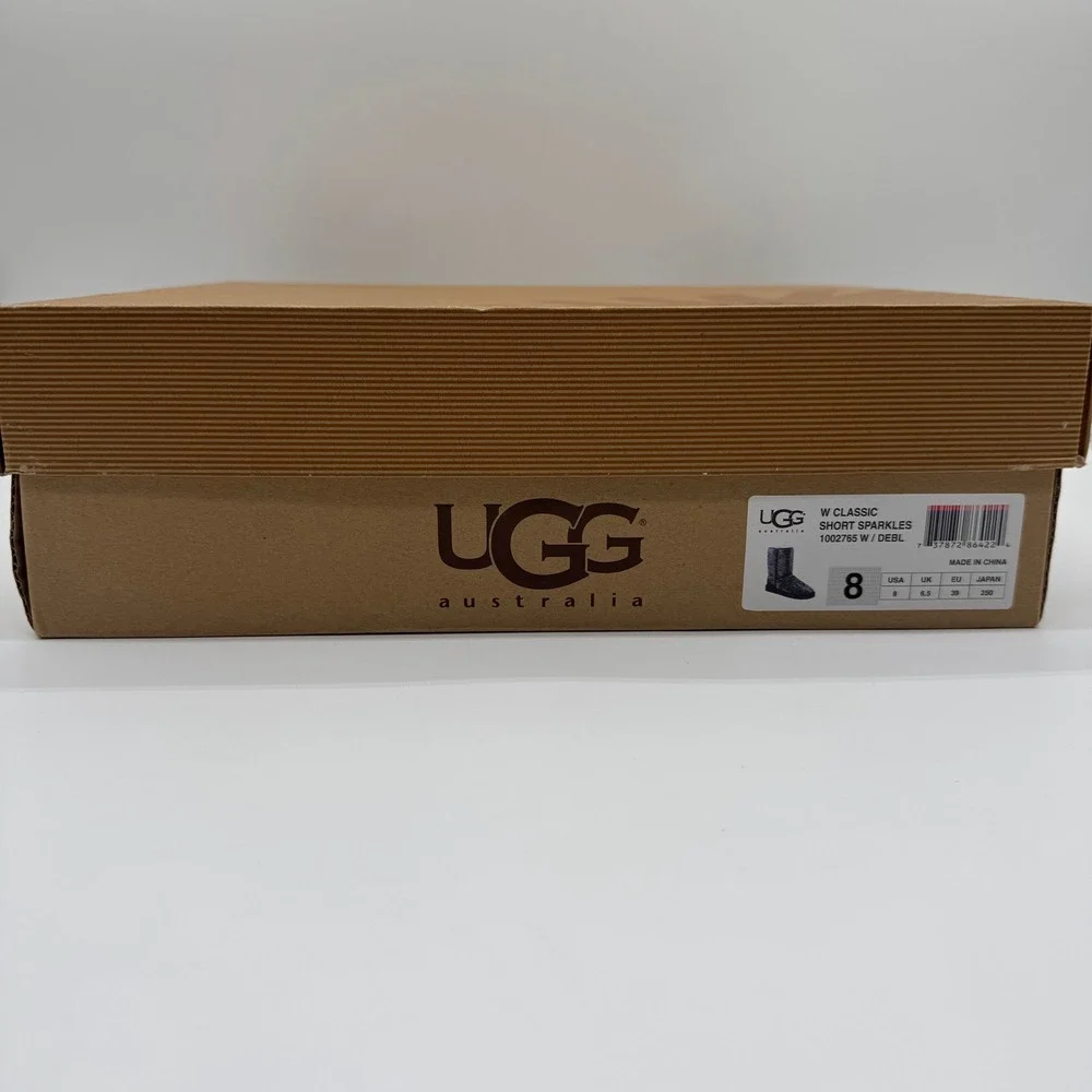 UGG Classic Short Sparkles Women's Sequins Boots Deep Blue Size 8